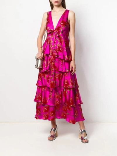 Shop Borgo De Nor Flavia Floral Ruffled Dress In Pink
