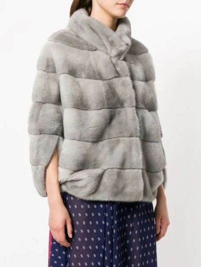 Shop Liska Romea Fur Jacket In Grey