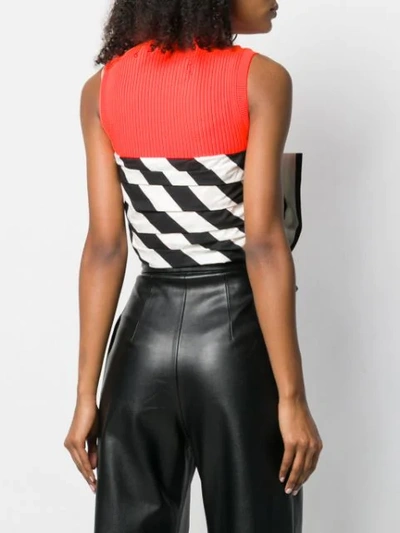 Shop Msgm Striped Bow Top In Black