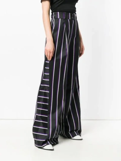 Shop Rouge Margaux Striped Palazzo Trousers In Black/ Violet