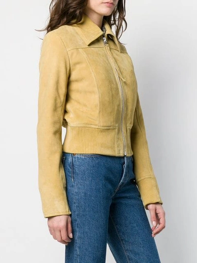 Shop Acne Studios Pointed Collar Jacket In Yellow