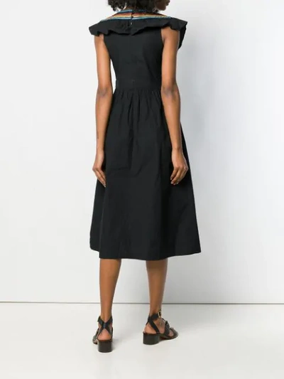 Shop Apc Ruffled V Dress In Black