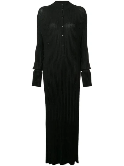 Shop Carolina Herrera Ribbed Slim Fit Maxi Dress - Black