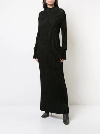 Shop Carolina Herrera Ribbed Slim Fit Maxi Dress - Black