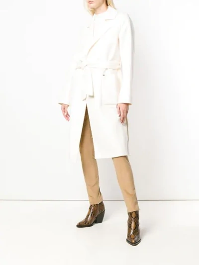 Shop Michael Michael Kors Belted Midi Coat In White