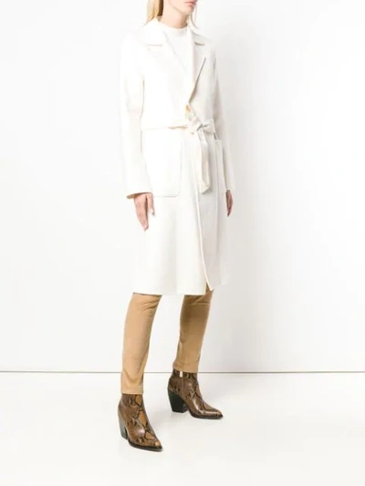 Shop Michael Michael Kors Belted Midi Coat In White