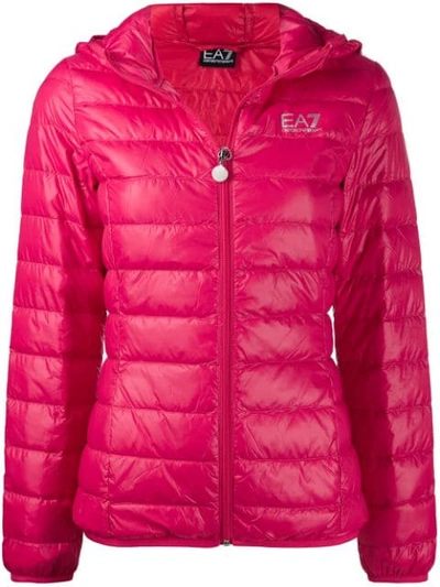 Shop Ea7 Hooded Padded Jacket In Pink