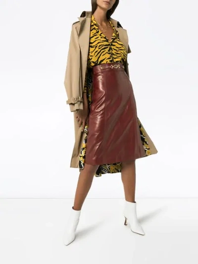 Shop Gucci Horsebit Detail Midi Skirt In Brown