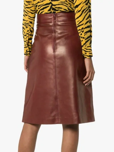 Shop Gucci Horsebit Detail Midi Skirt In Brown