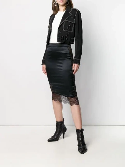 Shop Roberto Cavalli Contrast Stitch Jacket In Black