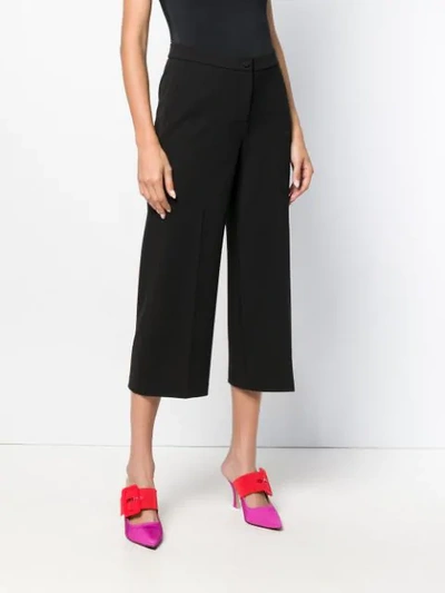 Shop Blugirl Cropped Wide-legged Trousers - Black