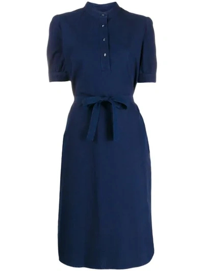 Shop A.p.c. Belted Cléa Dress In Blue