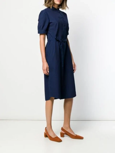 Shop Apc Belted Cléa Dress In Blue