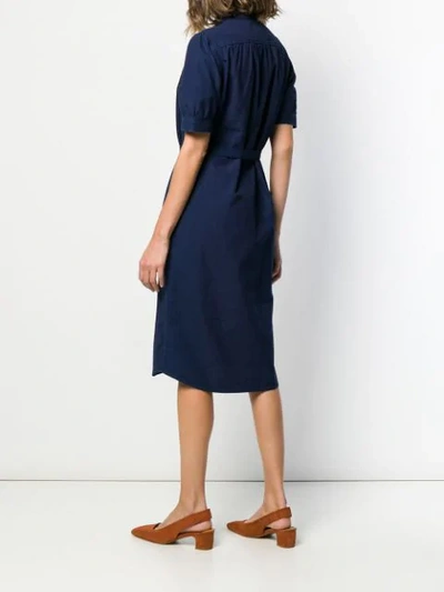 Shop Apc Belted Cléa Dress In Blue