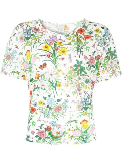 Shop Gucci Floral Shortsleeved T-shirt - White