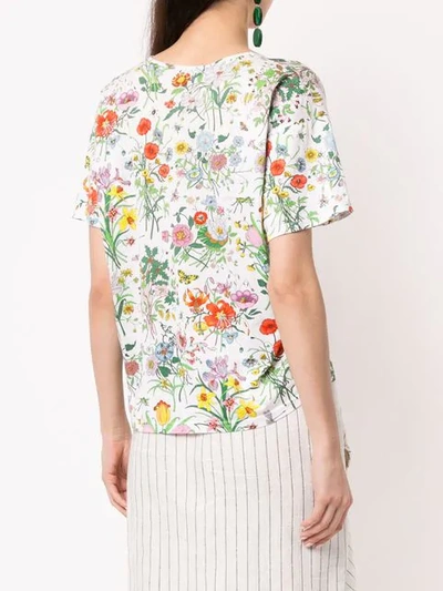 Shop Gucci Floral Shortsleeved T-shirt - White