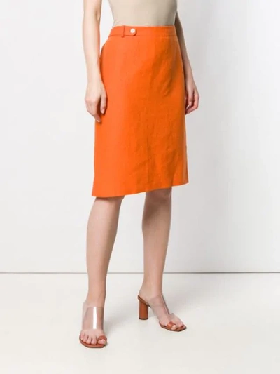 Pre-owned Ferragamo 1980's Side Slits Skirt In Orange