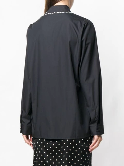 Shop Vivetta Asymmetric Embroidered Collar Shirt - Black
