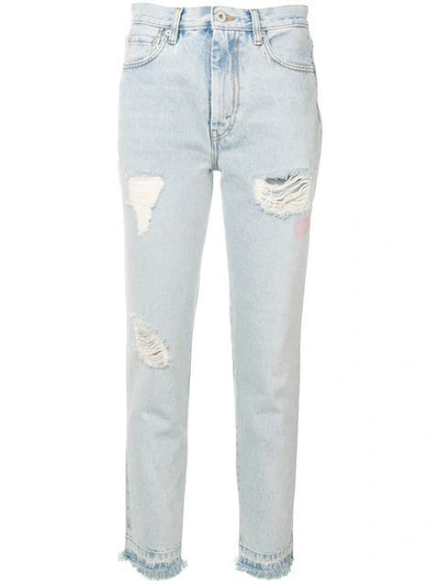 HERON PRESTON DISTRESSED EFFECT JEANS - 蓝色