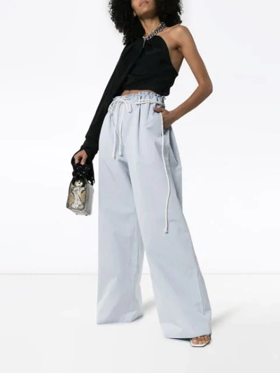 AMBUSH ROPE FASTENING WIDE LEG COTTON TROUSERS - 蓝色