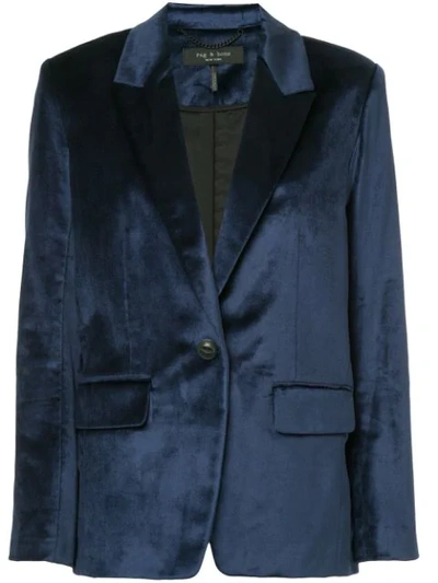 Shop Rag & Bone Monty Velvet Blazer In Denim Blue