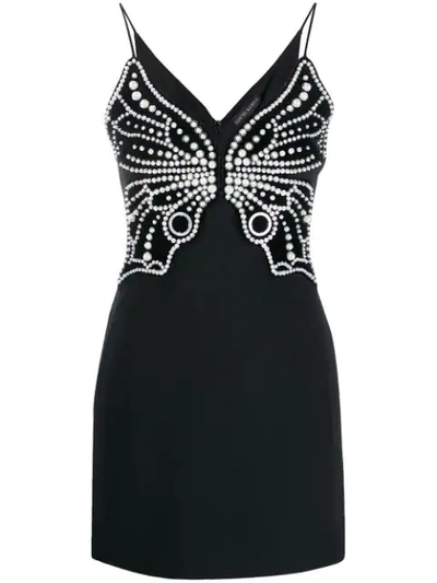 Shop David Koma Pearl Embellished Dress In Black