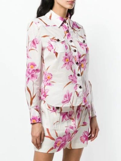 Shop Zimmermann Floral Print Shirt In White