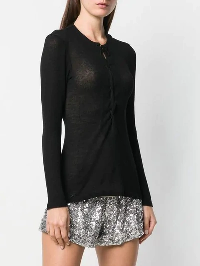 Shop Saint Laurent Laced Knitted Top In Black