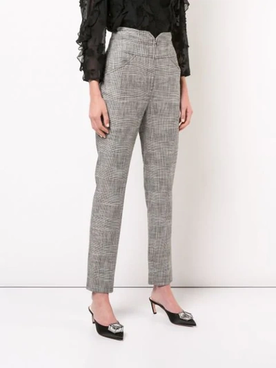 Shop Rebecca Taylor Narrow Check Printed Trousers In Black