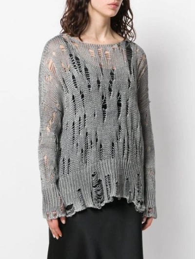 Shop Avant Toi Distressed Knit Sweater In Grey