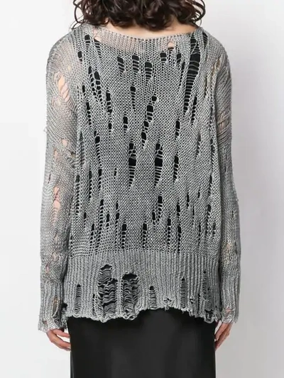 Shop Avant Toi Distressed Knit Sweater In Grey