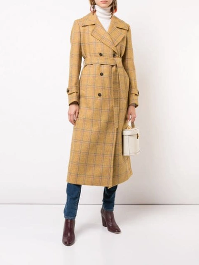 Shop Giuliva Heritage Collection Checked Trench Coat - Yellow