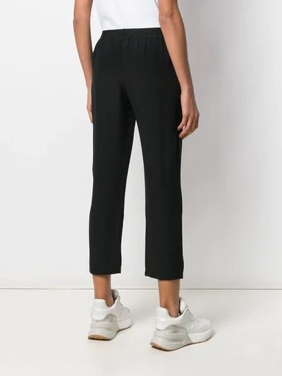 Shop Semicouture Cropped High Waisted Trousers In Black