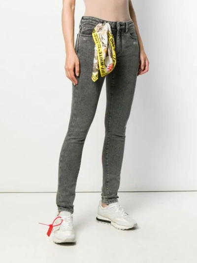 Shop Off-white Scarf Detail Skinny Jeans In Grey