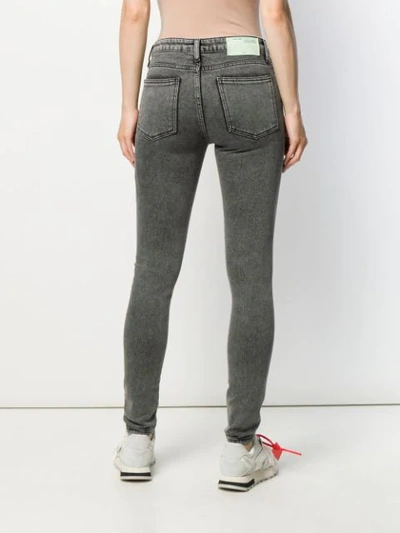 Shop Off-white Scarf Detail Skinny Jeans In Grey