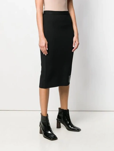 Shop Valentino Logo Knitted Pencil Skirt In Black