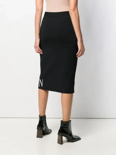 Shop Valentino Logo Knitted Pencil Skirt In Black