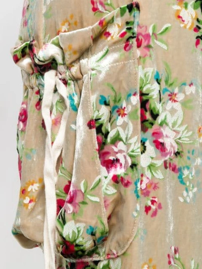 Pre-owned Comme Des Garçons Floral Print Velvet Trousers In Neutrals