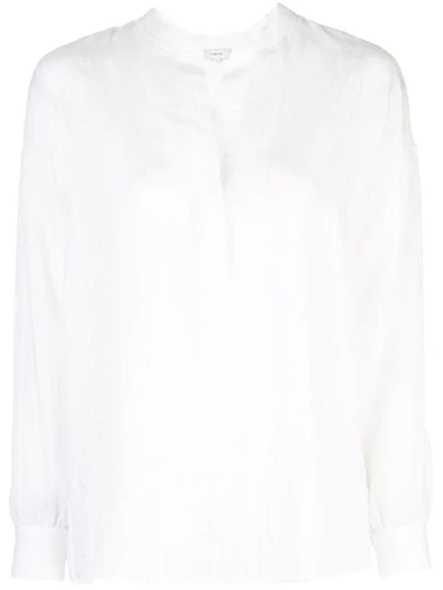 Shop Vince Striped Tunic Style Blouse In White