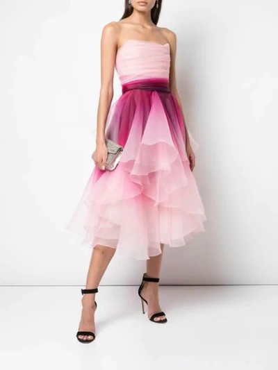 Shop Marchesa Ombré Print Dress In Pink