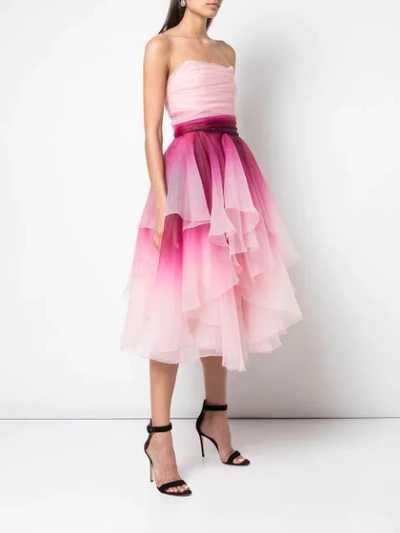 Shop Marchesa Ombré Print Dress In Pink