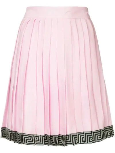 Shop Versace Pleated Short Skirt - Pink