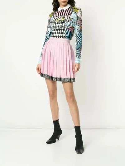 Shop Versace Pleated Short Skirt - Pink