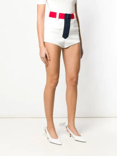 Shop Miu Miu Techno Fabric Shorts In White