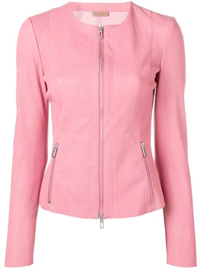 Shop Drome Fitted Leather Jacket In Pink