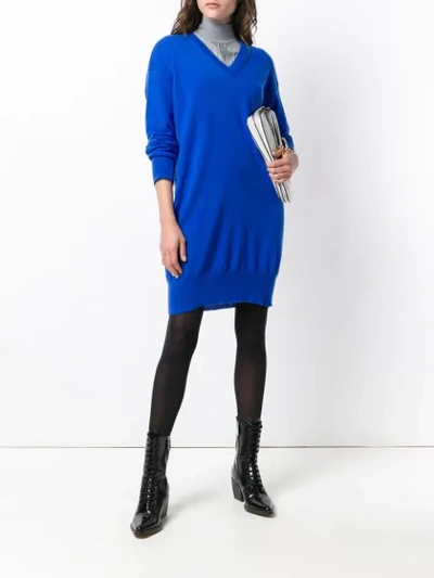Shop Maison Margiela Knitted Short Dress - Blue