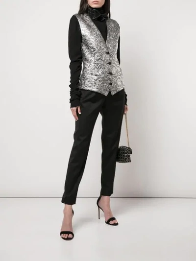 Shop Dolce & Gabbana Baroque Waistcoat In Silver