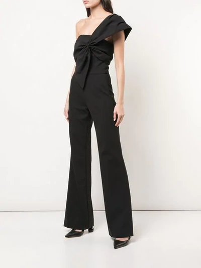 Shop Josie Natori Bow Detail Jumpsuit In Black