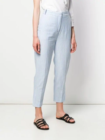 Shop Victoria Victoria Beckham Striped Cropped Trousers In Blue
