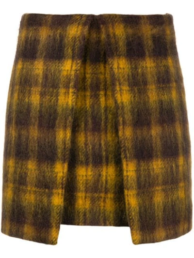 Shop Aalto Checked A-line Mini Skirt - Yellow